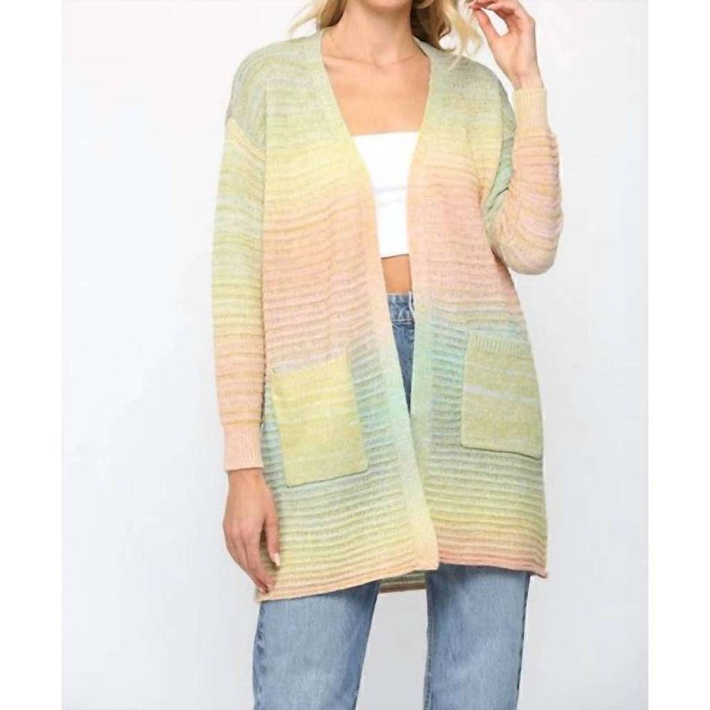 Fate  NWT KNITTED OPEN CARDIGAN- GREEN OMBRE MULTI colored size small